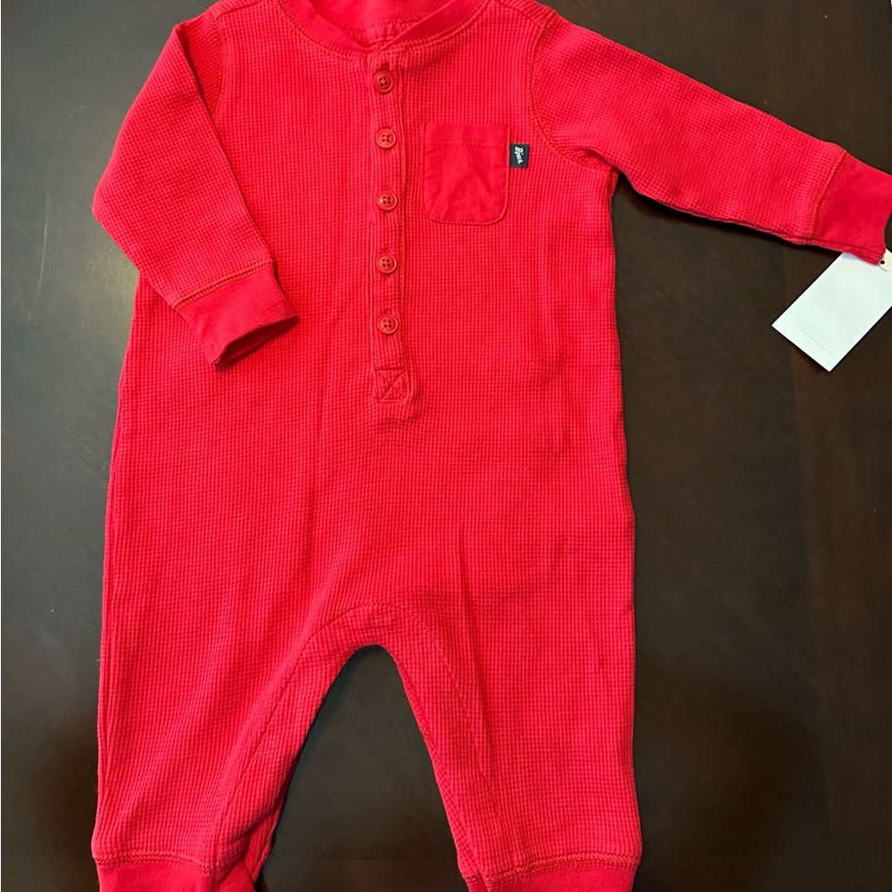 Carters 3 month unisex Thermal Coveralls Red in color. Brand new with tags